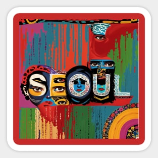 Seoul Hidden in Abstract Art Tshirt Sticker